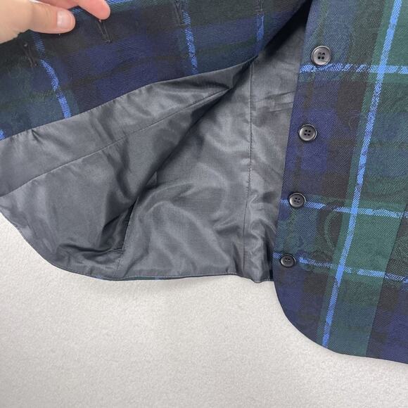 Pendleton Vest Skirt Set Womens 6 Green Blue Plaid Wool Petite Pleated Made USA - Picture 8 of 16